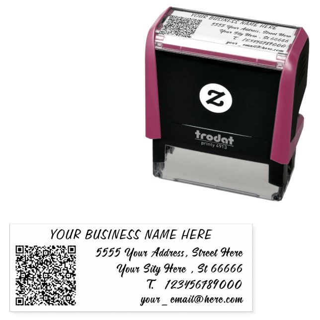 Vorlage für individuelle Name-Adressdaten QR-Code- Permastempel (Beispiel)