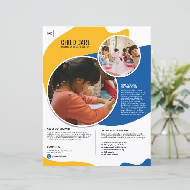 Vorlage für Kinderbetreuungsflyer (Stehend Vorderseite)