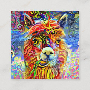 Vorlage für künstlerisches Alpaca-Zuchttierportr Quadratische Visitenkarte