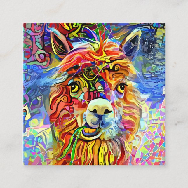 Vorlage für künstlerisches Alpaca-Zuchttierportrai Quadratische Visitenkarte (Vorderseite)