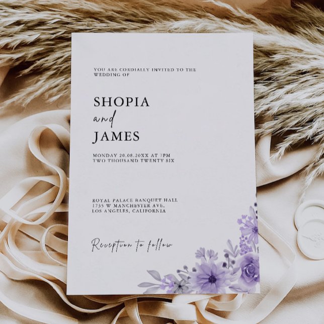 Vorlage für lila Hochzeiten (Purple Wedding Invites Template)