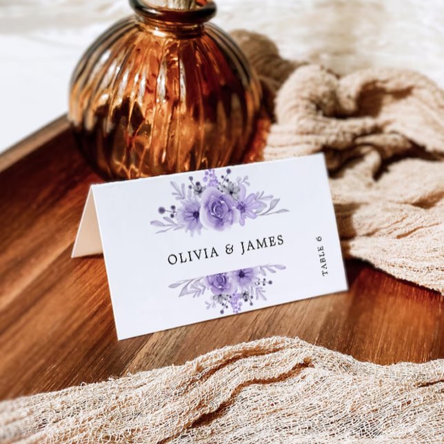 Vorlage für lila Hochzeitsstipps (Purple Wedding Place Cards Template)