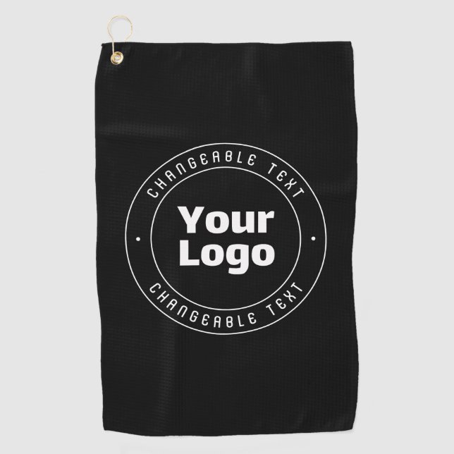 Vorlage für Logos und bearbeiteten Text | Schwarz  Golfhandtuch (Vorderseite)