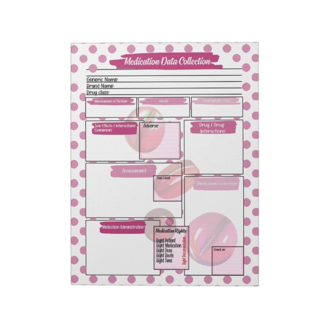 Vorlage für Magenta Medizin für Studierende Notizblock (Rotiert)