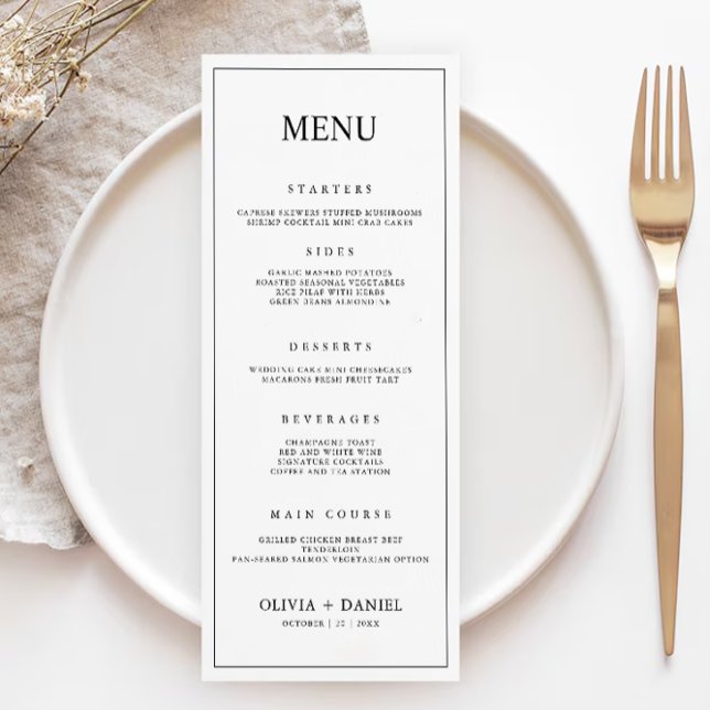 Vorlage für Minimalistische Hochzeitmenükarten (Minimalist Wedding Menu Cards Template)