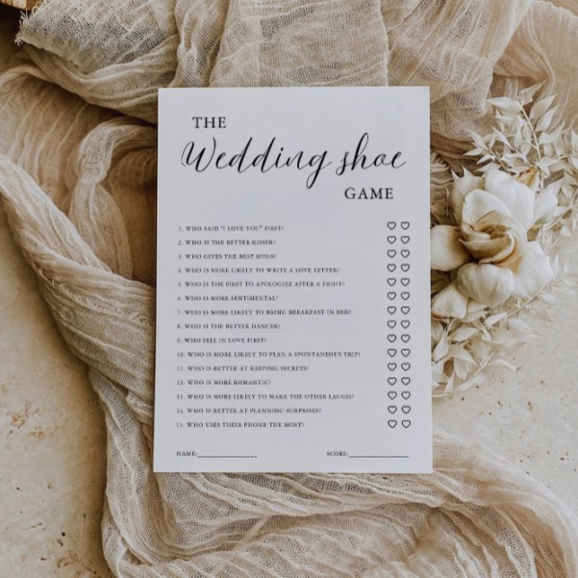 Vorlage für Minimalistische Hochzeitsspiele, Einla (Minimalist Wedding Shoe Game Template, Invitation)