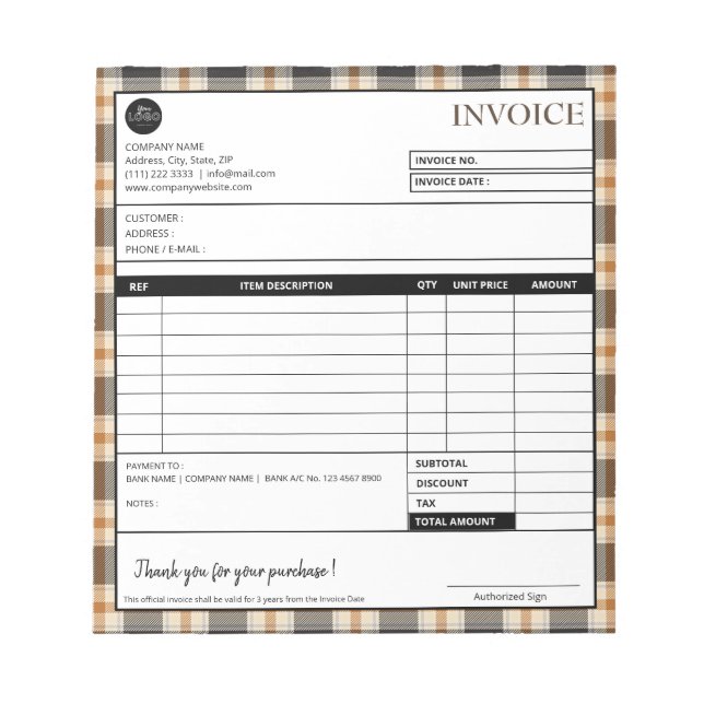 Vorlage für Minimalistische Karierte grenzübergrei Notizblock (Vorderseite)