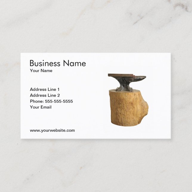 Vorlage für moderne Blacksmith Anvil Business Card Visitenkarte (Vorderseite)