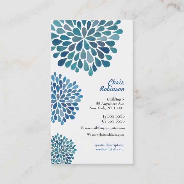 Vorlage für moderne Frauen mit floralen Visitenkar Visitenkarte (Vorderseite)