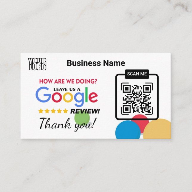 Vorlage für moderne Google Review Business Card Visitenkarte (Vorderseite)