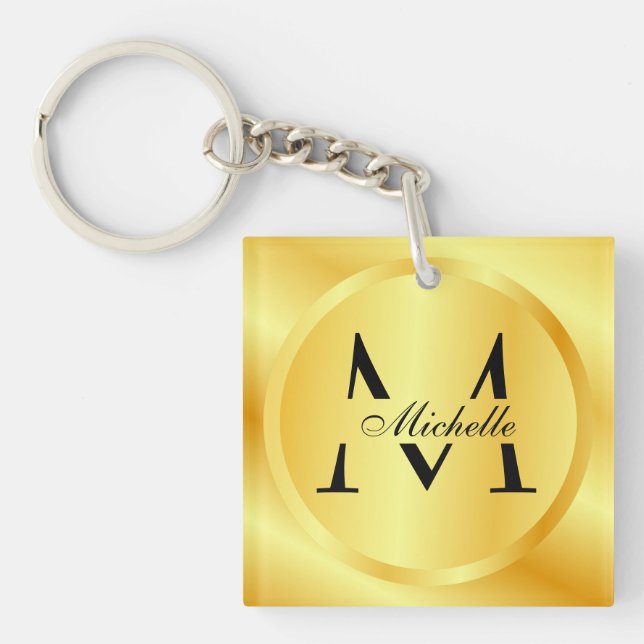 Vorlage für Monogram Elegante Imitate Gold Glamour Schlüsselanhänger (Vorderseite)