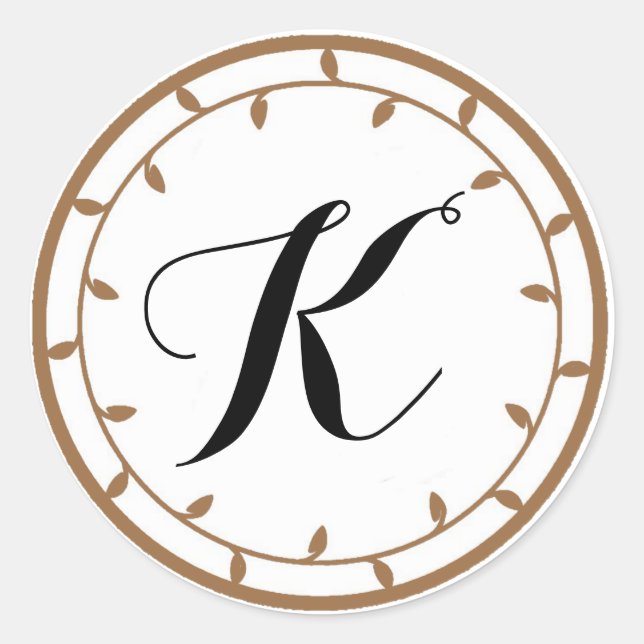 Vorlage für Monogramm-Aufkleber Runder Aufkleber (Vorderseite)