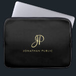 Vorlage für Monogramm mit dem besten Top-Gold-Look Laptopschutzhülle<br><div class="desc">Erstellen Sie Ihre eigene angepasste moderne elegante Black Imitate Gold Typografie Monogram Template Electronics Bag / Tablet & Laptop Hüllen / Neopren Laptop Schlauch 13 Zoll.</div>