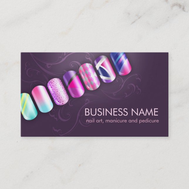 Vorlage für Nail Tech/Nail Art Business Card Visitenkarte (Vorderseite)