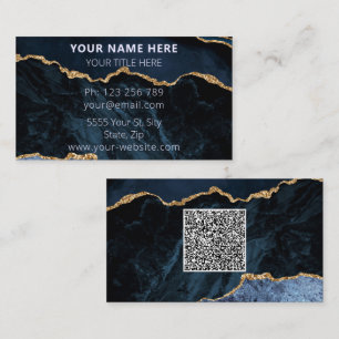 Vorlage für Navy Blue Business Card mit QR-Code Visitenkarte