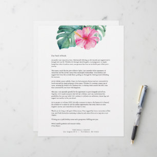 Vorlage für niedliche tropische Blumenblätter Briefbogen