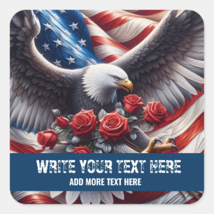 Vorlage für patriotischen amerikanischen Flaggen-A Quadratischer Aufkleber