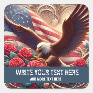 Vorlage für patriotischen amerikanischen Flaggen-A Quadratischer Aufkleber