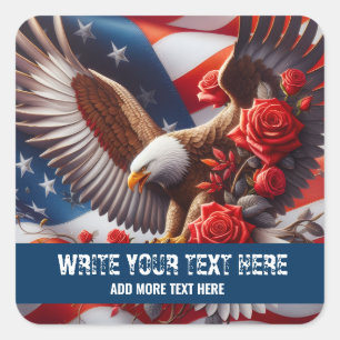 Vorlage für patriotischen amerikanischen Flaggen-A Quadratischer Aufkleber