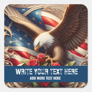Vorlage für patriotischen amerikanischen Flaggen-A Quadratischer Aufkleber