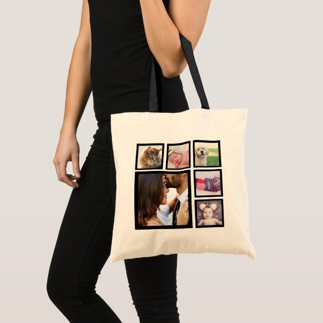 Vorlage für Personalisierte Collage aus 6 Fotos Tragetasche (Vorderseite (Produkt))