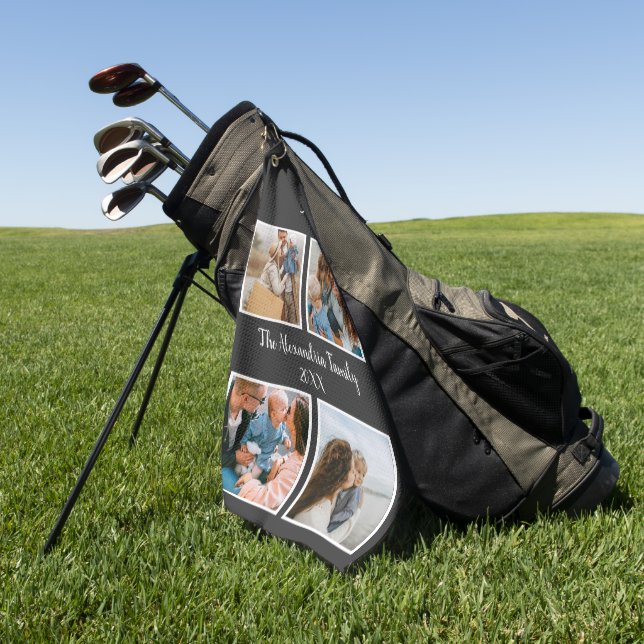 Vorlage für personalisierte Gruppe 4 Foto-Collage Golfhandtuch (Gras)