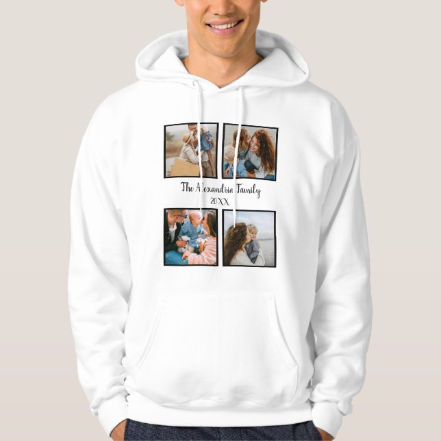 Vorlage für personalisierte Gruppe 4 Foto-Collage Hoodie (Vorderseite)