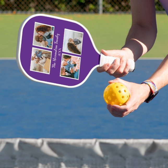 Vorlage für personalisierte Gruppe 4 Foto-Collage Pickleball Schläger (InSitu)