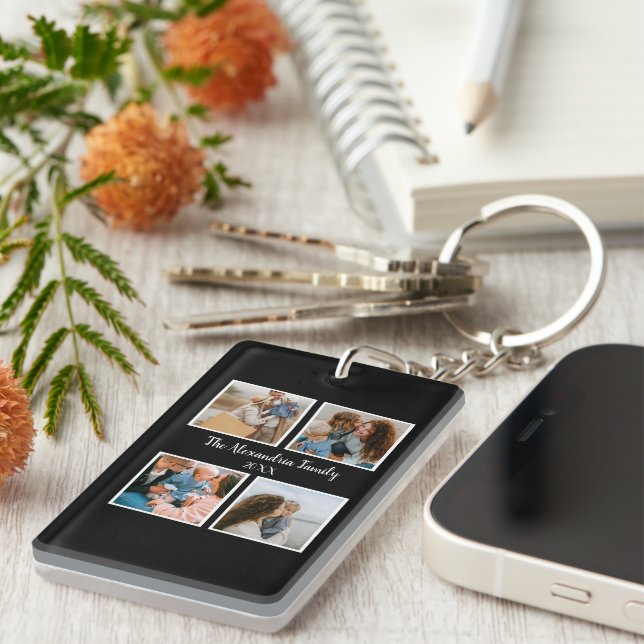 Vorlage für personalisierte Gruppe 4 Foto-Collage Schlüsselanhänger (Vorderseite rechts)