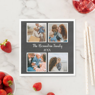 Vorlage für personalisierte Gruppe 4 Foto-Collage Serviette