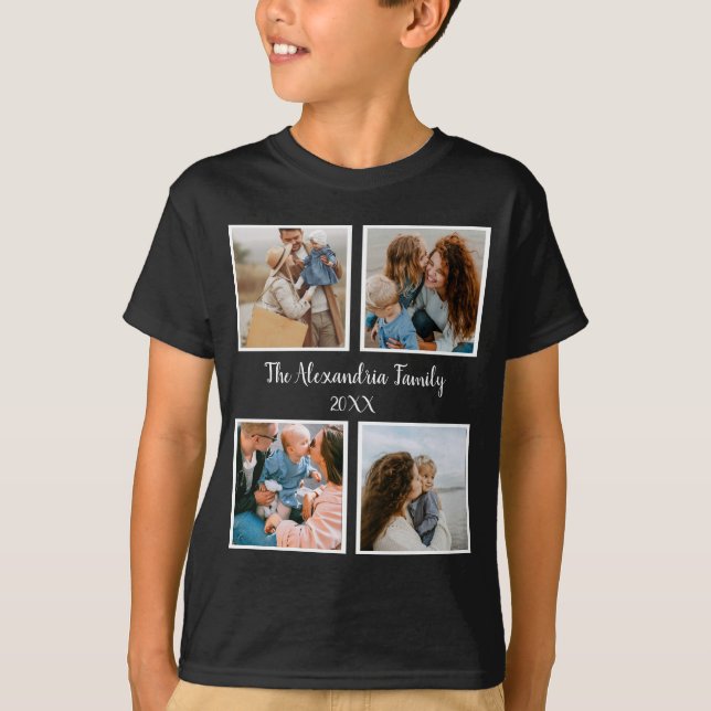 Vorlage für personalisierte Gruppe 4 Foto-Collage T-Shirt (Vorderseite)