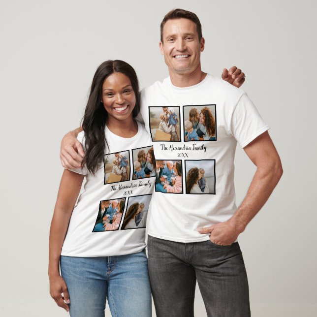 Vorlage für personalisierte Gruppe 4 Foto-Collage T-Shirt (Unisex)