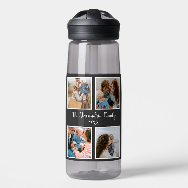 Vorlage für personalisierte Gruppe 4 Foto-Collage Trinkflasche (Vorne)