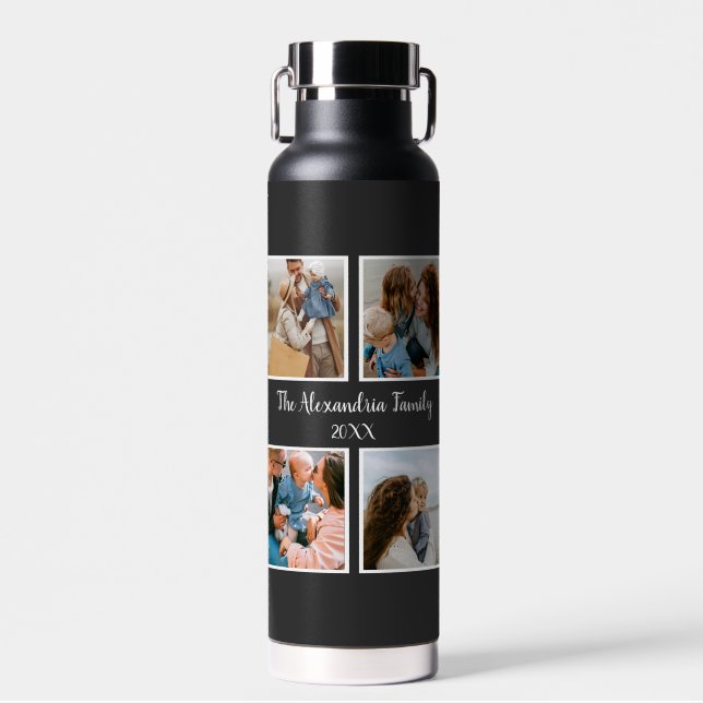 Vorlage für personalisierte Gruppe 4 Foto-Collage Trinkflasche (Vorne)