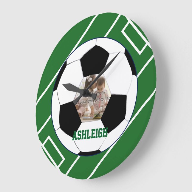Vorlage für personalisierten Fußball und Feldfoto Große Wanduhr (Winkel)