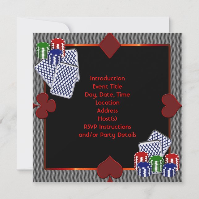 Vorlage für Poker-Party Einladungen (Vorderseite)