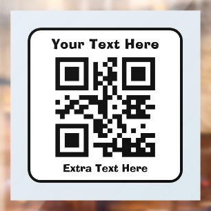 Vorlage für QR-Code mit bearbeitbarem Text Fensteraufkleber