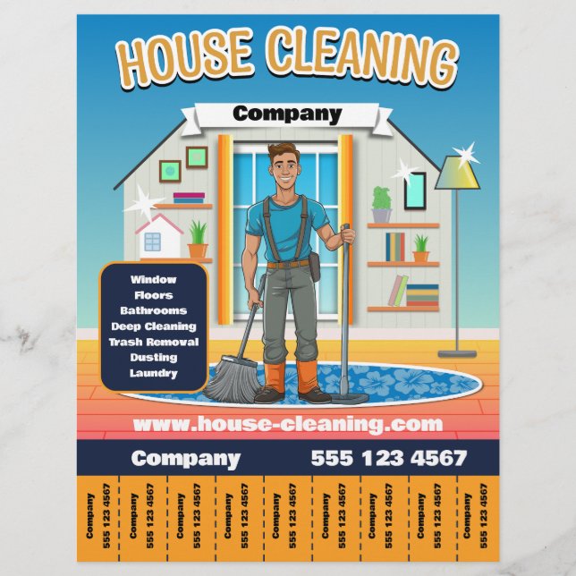 Vorlage für Reinigungsdienste im Haus Orange Flyer (Vorne)