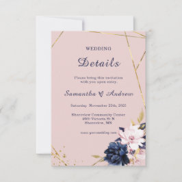 Vorlage für Royal Blue und Blush Wedding Details