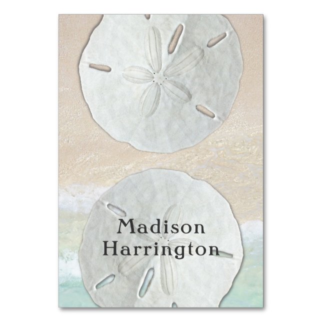 Vorlage für Sand-Dollar-Beach-Namen - Zarte Platzk Tischnummer (Vorderseite)