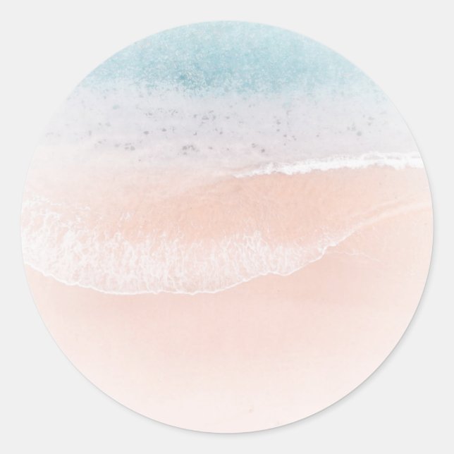 Vorlage für Sandstrand am Meer Blauer See Runder Aufkleber (Vorderseite)