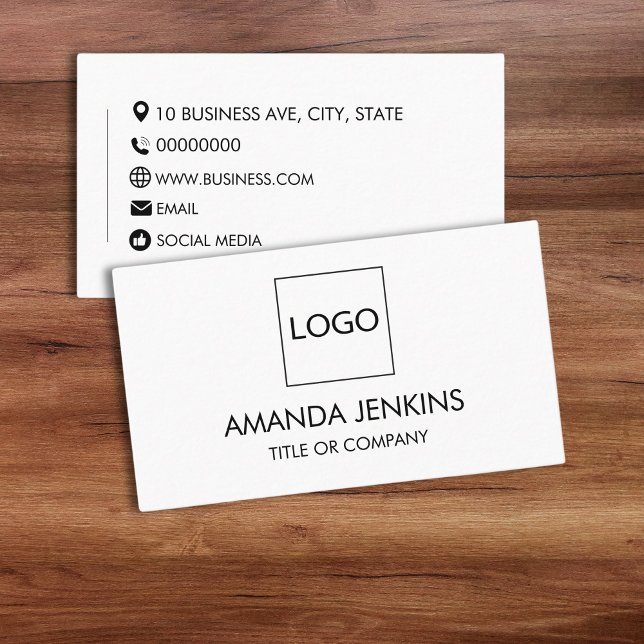 Vorlage für schlichte, generische Logos Visitenkarte (classic simple white generic business card logo template)