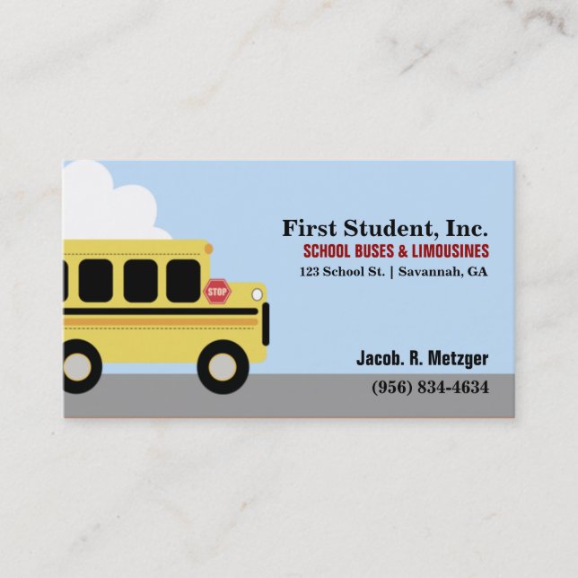 Vorlage für Schulbus Automotive Business Card Visitenkarte (Vorderseite)