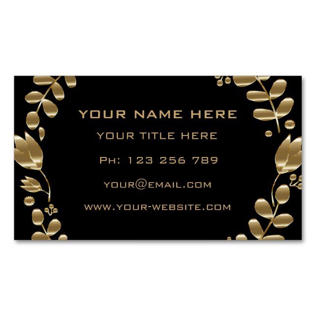 Vorlage für Schwarz-Gold-Visitenkarten Magnetische Visitenkarte (Vorderseite)
