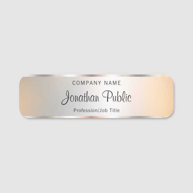 Vorlage für Silver Look Typografie Namensschild (Vorderseite)