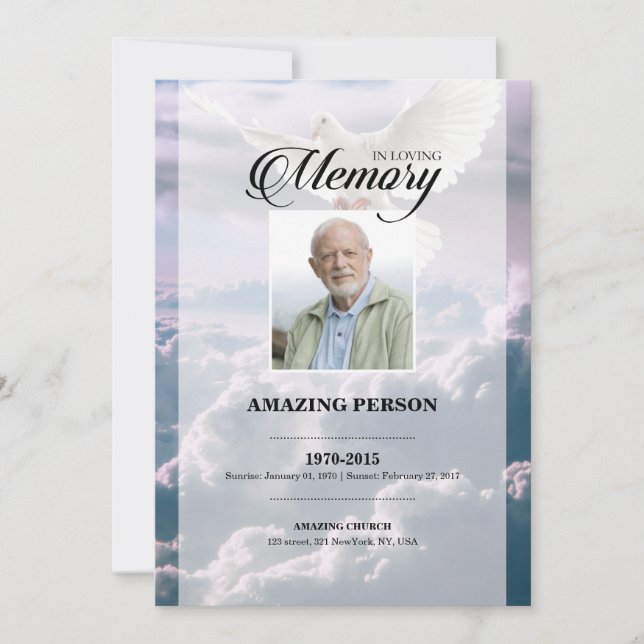 Vorlage für Sky and Dove Beerdigung (Vorderseite)