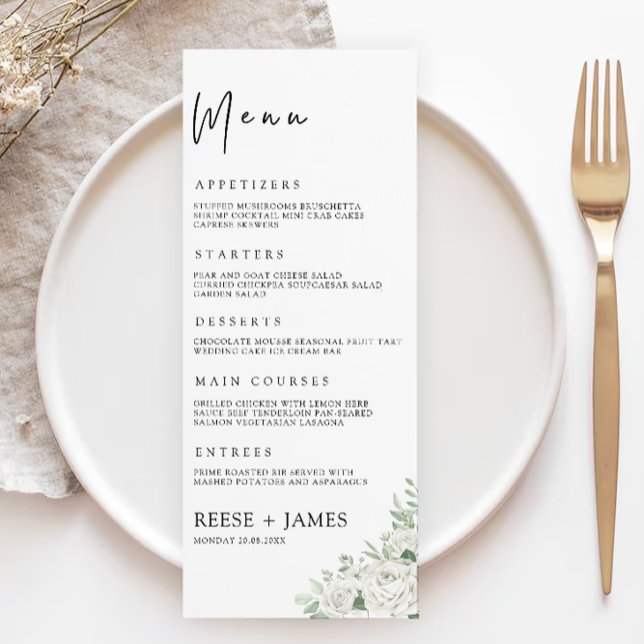 Vorlage für Smarald Green Wedding Menu Cards (Emerald Green Wedding Menu Cards Template)