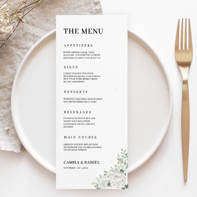 Vorlage für Smarald Green Wedding Menu Cards (Emerald Green Wedding Menu Cards Template)