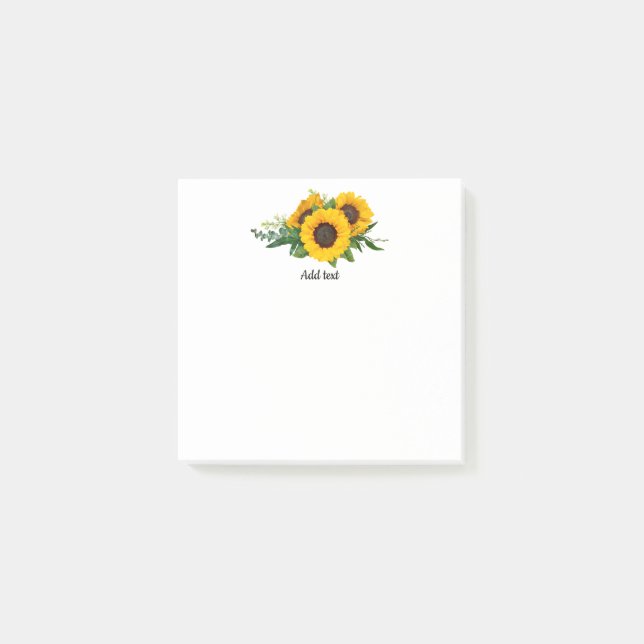 Vorlage für Sonnenblumen Nachhinweise Post-it Klebezettel (Vorderseite)