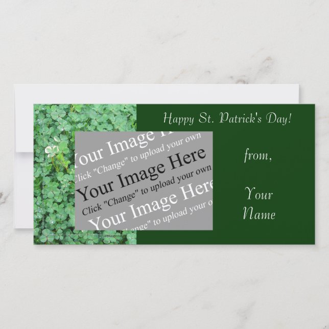 Vorlage für St. Patrick's Day Kleeblatt Fotokarte (Vorderseite)